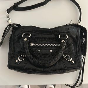 Balenciaga City Mini Handbag Shoulder Bag Black Leather